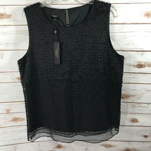 NWT Talbots Black Beaded Sleeveless Top